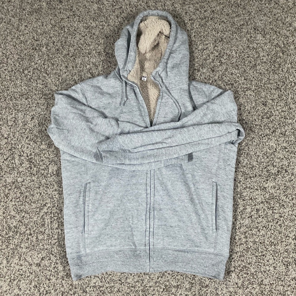 Uniqlo Light Gray Hoodie with Tan Lining